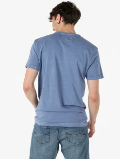 Cotton Belt T-shirt da uomo in cotone con stampa - blu