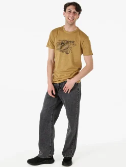 Cotton Belt T-shirt da uomo in cotone con stampa - marrone