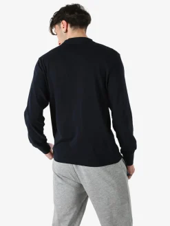 Cotton Belt T-shirt da uomo in cotone a maniche lunghe - blu scuro