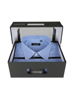 Coveri Collection Camicia da uomo a righe regular fit in cotone - cielo