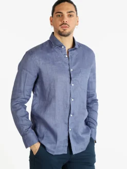 Coveri Collection Camicia regular da uomo in lino con taschino