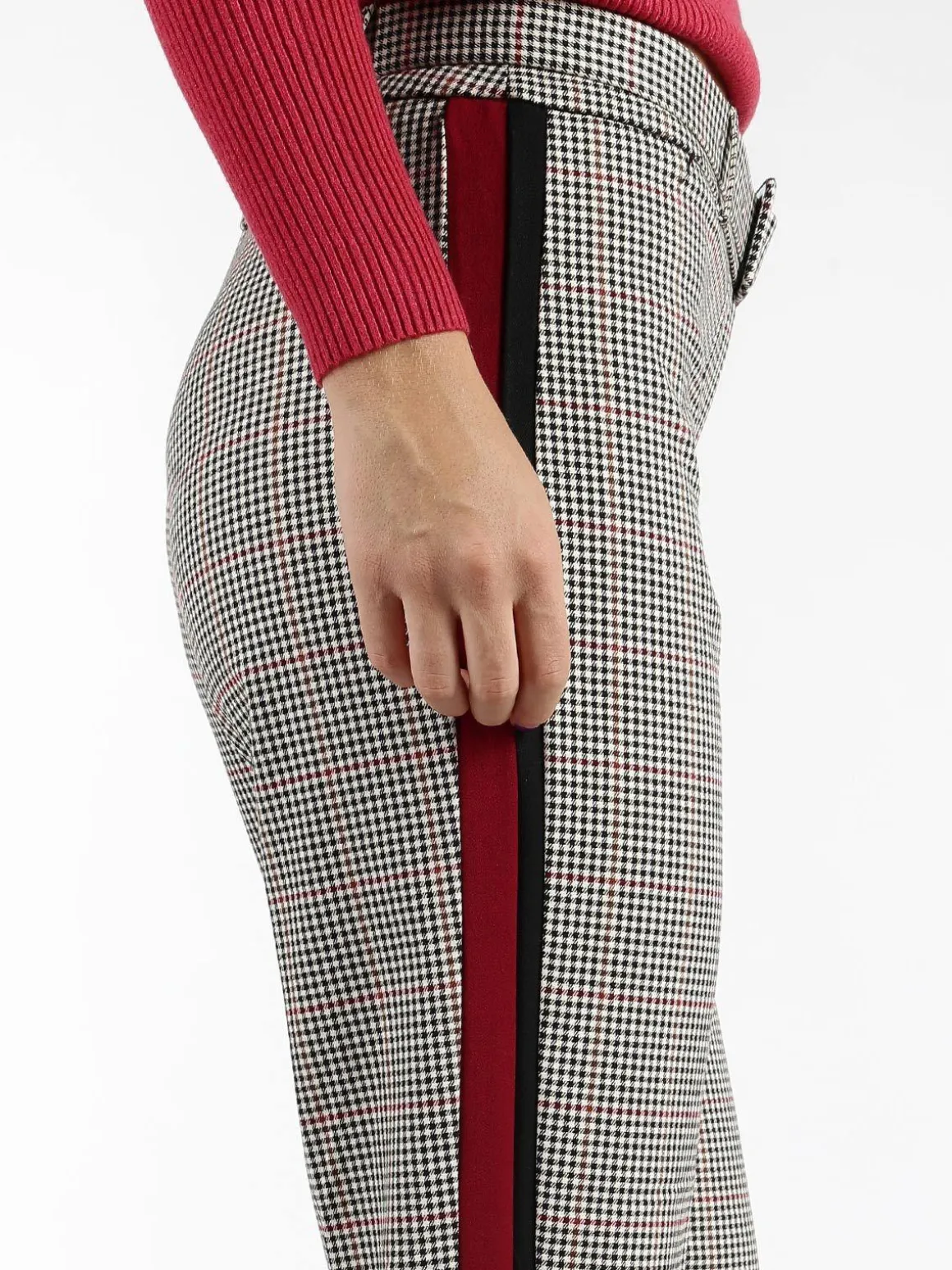 Coveri Collection Pantaloni pied de poule con strisce laterali