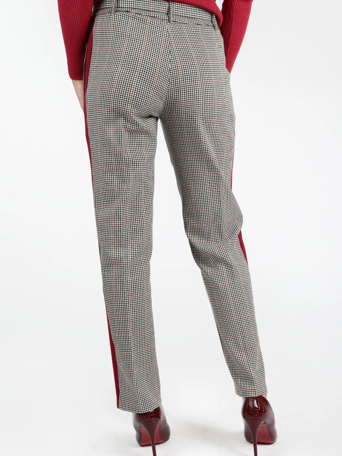 Coveri Collection Pantaloni pied de poule con strisce laterali