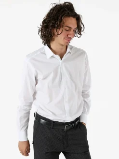 Coveri Moving Camicia da uomo in cotone regular fit a maniche lunghe - bianco