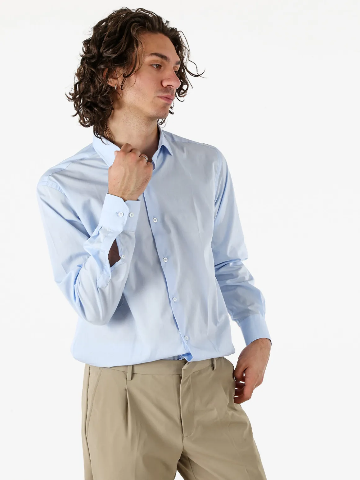 Coveri Moving Camicia da uomo in cotone regular fit a maniche lunghe - azzurro
