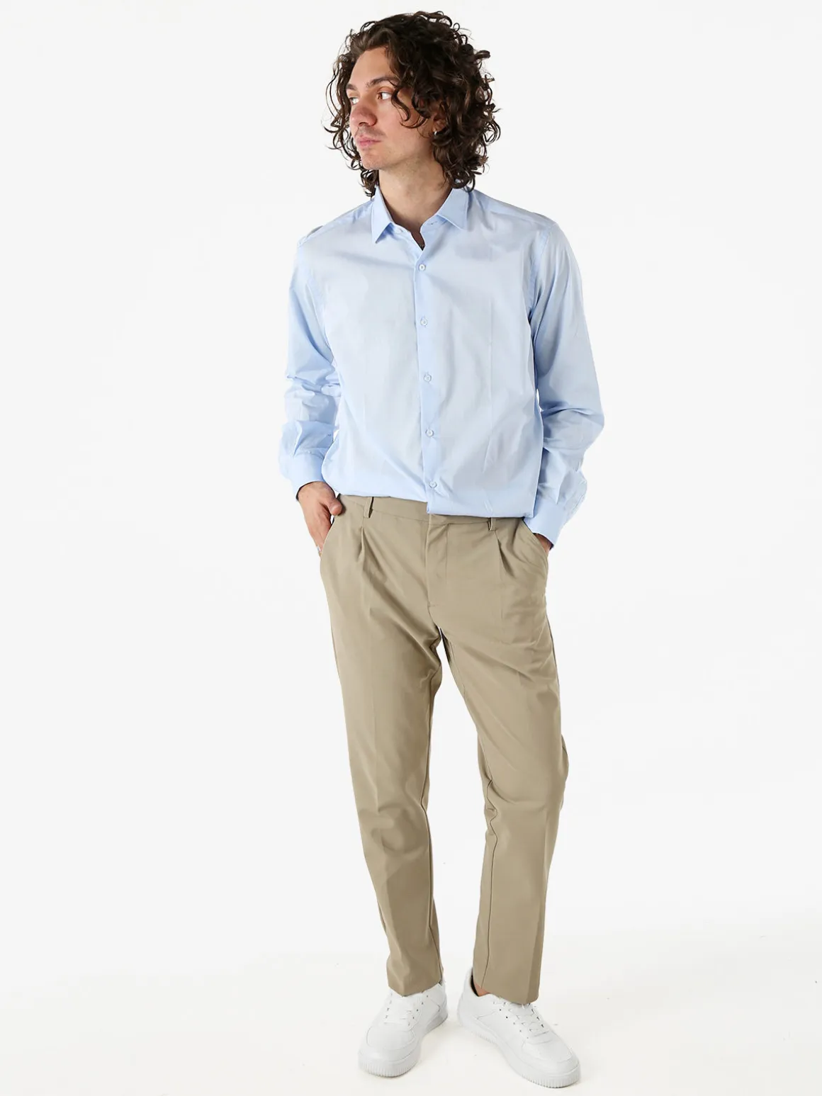 Coveri Moving Camicia da uomo in cotone regular fit a maniche lunghe - azzurro