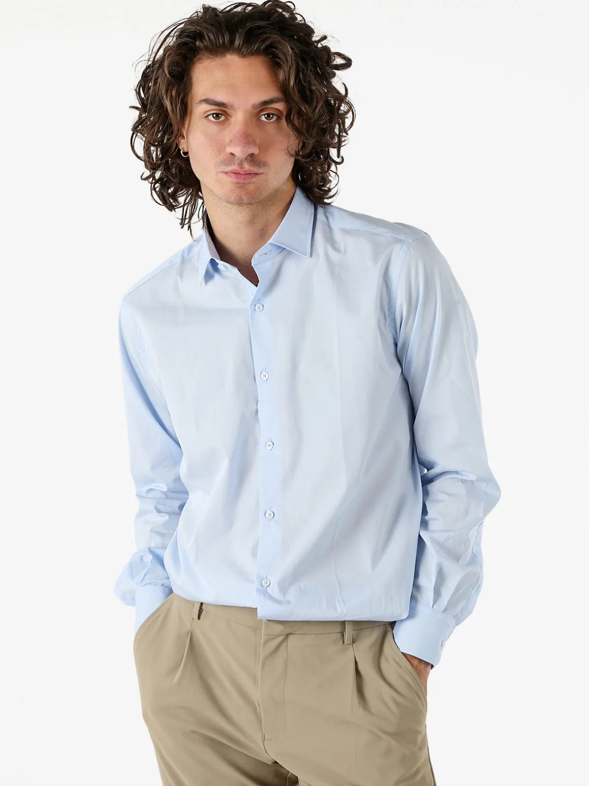 Coveri Moving Camicia da uomo in cotone regular fit a maniche lunghe - azzurro