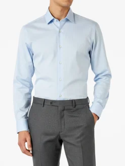 Coveri Moving Camicia da uomo slim fit in cotone a maniche lunghe - azzurro