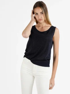 Coveri Moving Canotta donna in lurex con scollo tondo
