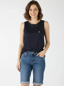Coveri Moving Canotta girocollo da donna con logo di strass - blu scuro