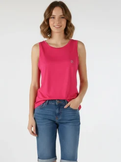Coveri Moving Canotta girocollo da donna con logo di strass - fucsia