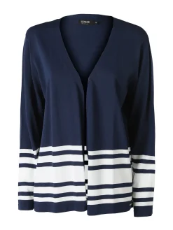 Coveri Moving Cardigan donna in maglia con stampa a righe sul finale - blu scuro