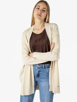 Coveri Moving Cardigan donna in maglia leggera senza chiusura - beige