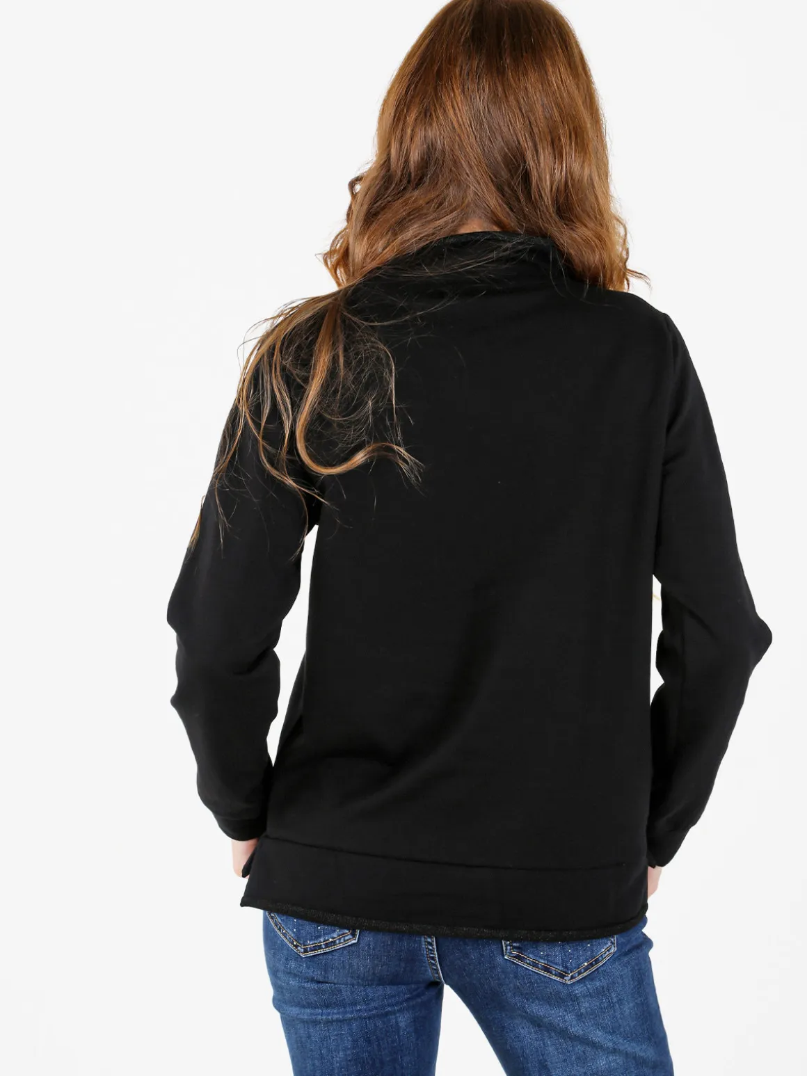 Coveri Moving Felpa donna a collo alto in caldo cotone - nero