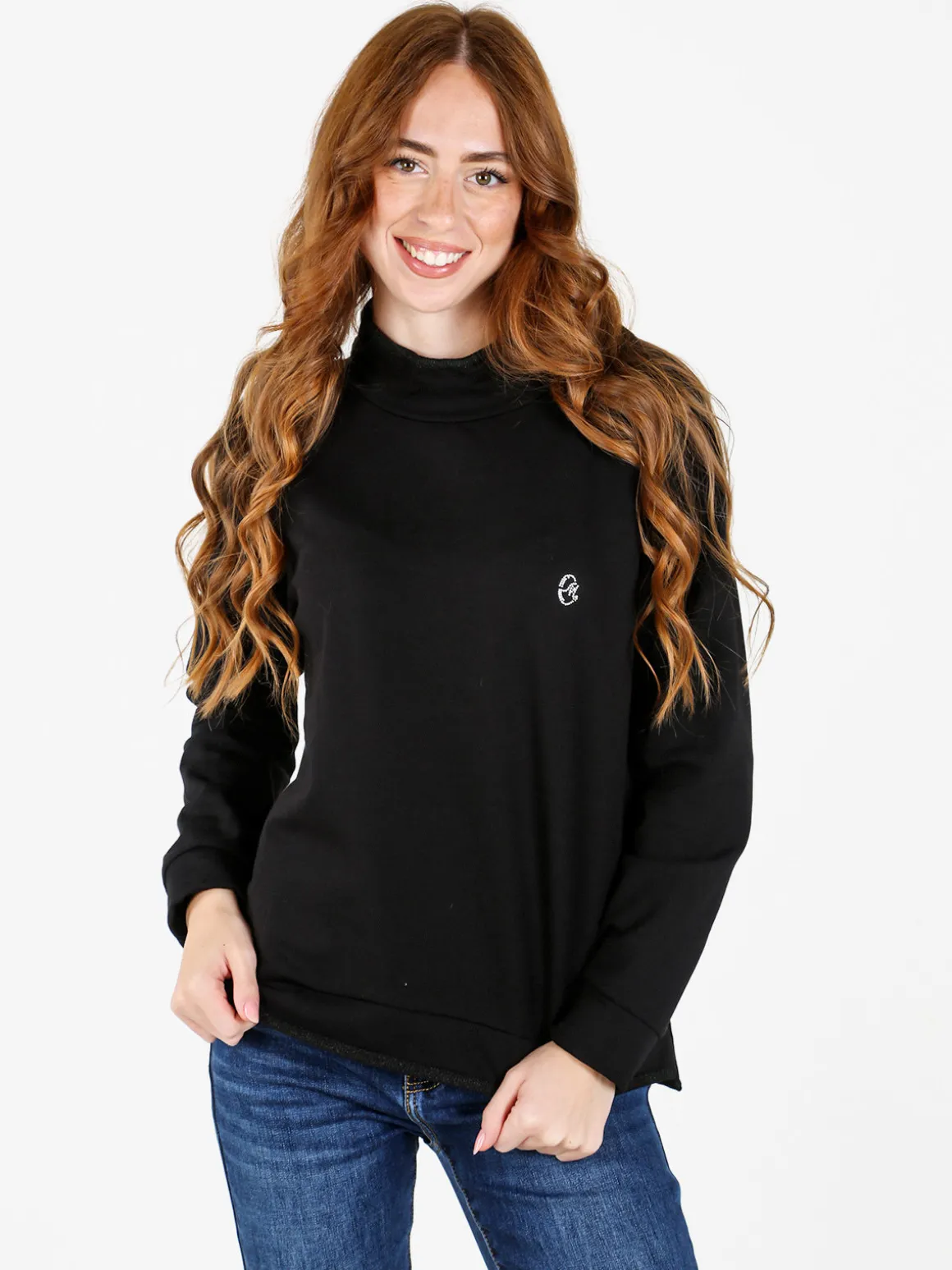 Coveri Moving Felpa donna a collo alto in caldo cotone - nero