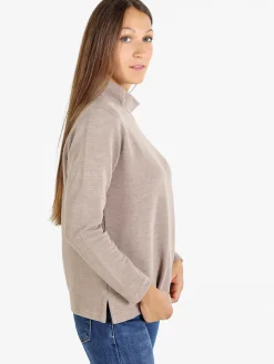 Coveri Moving Maglia donna a maniche lunghe accollata - sabbia