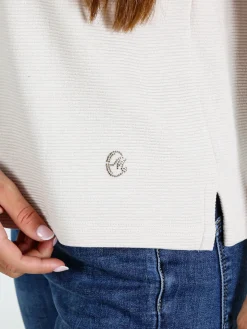 Coveri Moving Maglia donna a maniche lunghe accollata - panna