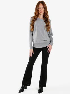 Coveri Moving Maglia donna con scollo a barca e borchie - grigio