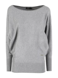 Coveri Moving Maglia donna con scollo a barca e borchie - grigio