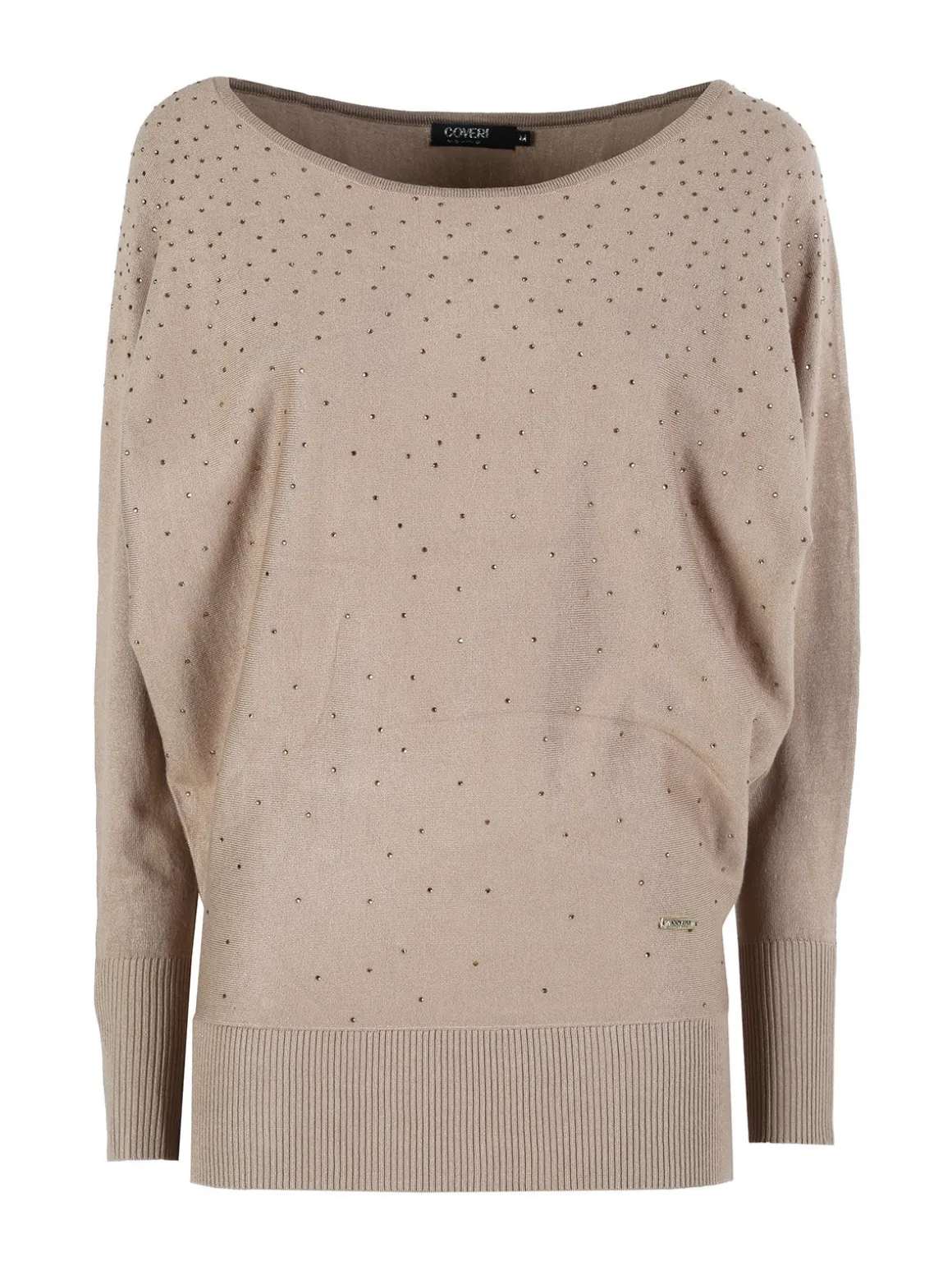 Coveri Moving Maglia donna con scollo a barca e borchie - khaki