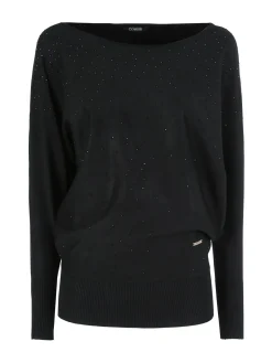 Coveri Moving Maglia donna con scollo a barca e borchie - nero