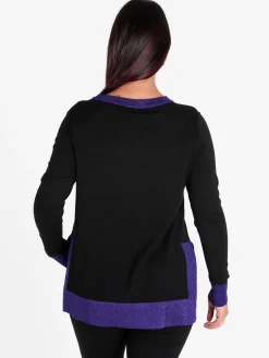 Coveri Moving Maglia donna girocollo in contrasto colore con spacchi laterali