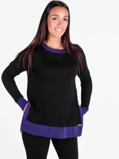 Coveri Moving Maglia donna girocollo in contrasto colore con spacchi laterali