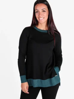 Coveri Moving Maglia donna girocollo in contrasto colore con spacchi laterali