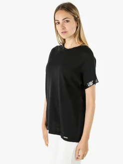 Coveri Moving Maglia girocollo da donna a maniche corte con paillettes decorative - nero