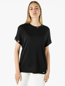 Coveri Moving Maglia girocollo da donna a maniche corte con paillettes decorative - nero