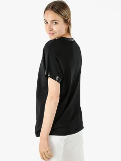 Coveri Moving Maglia girocollo da donna a maniche corte con paillettes decorative - nero