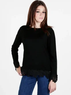 Coveri Moving Maglia girocollo da donna con dettagli in pizzo