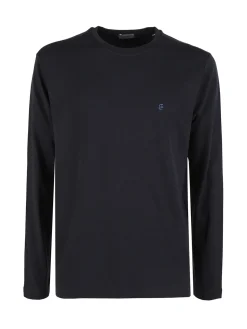 Coveri Moving Maglia girocollo da uomo in cotone a maniche lunghe - blu scuro