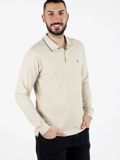 Coveri Moving Polo da uomo a maniche lunghe in cotone