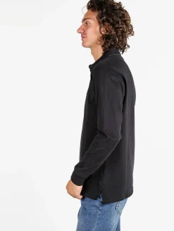 Coveri Moving Polo da uomo in cotone a maniche lunghe - nero