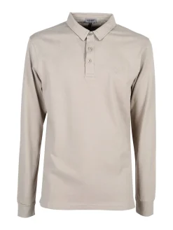 Coveri Moving Polo da uomo in cotone a maniche lunghe - sabbia