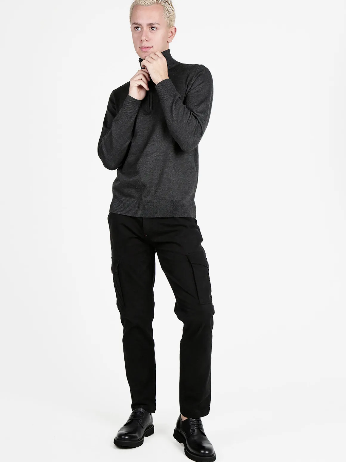 Coveri Moving Pullover da uomo in maglia con chiusura mezza zip