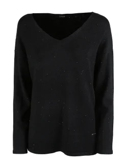 Coveri Moving Pullover donna in maglia con scollo a V - nero