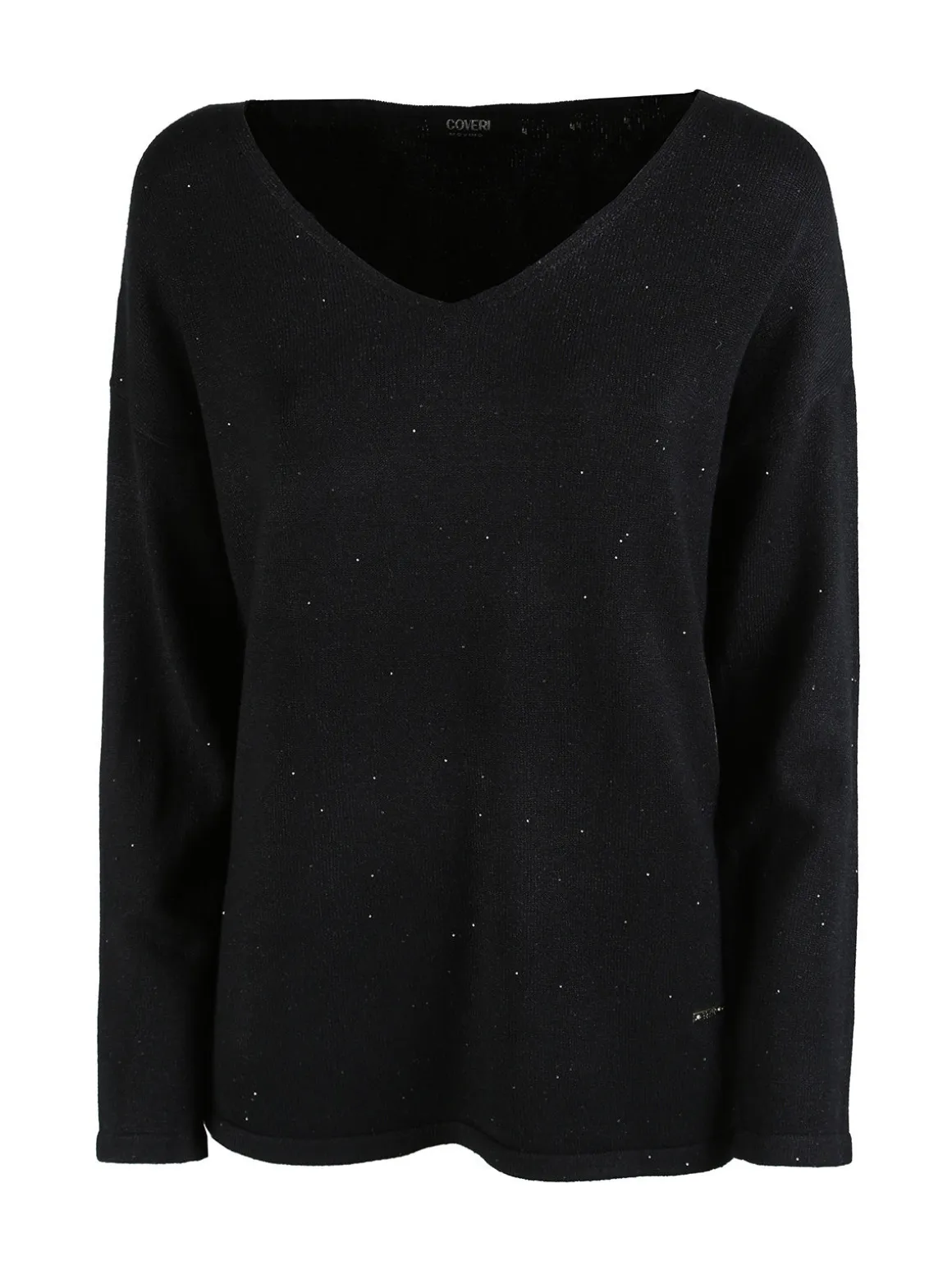 Coveri Moving Pullover donna in maglia con scollo a V - nero