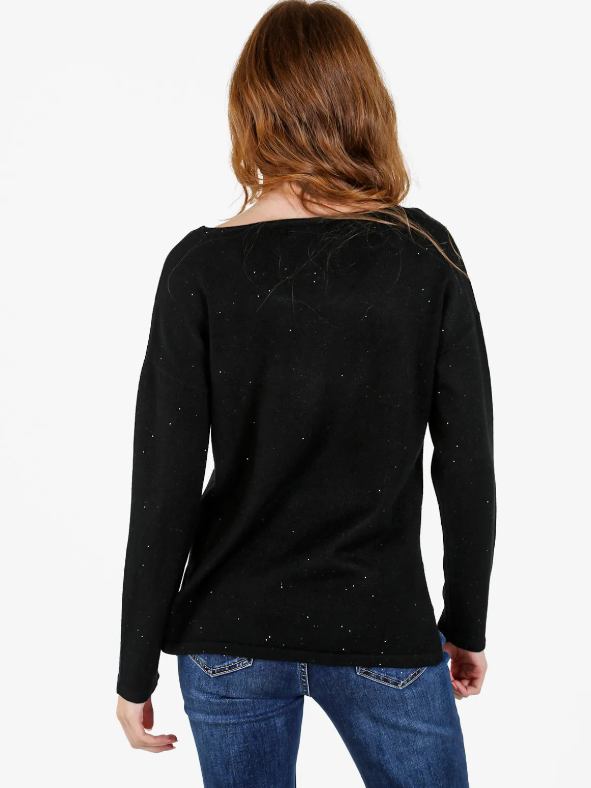 Coveri Moving Pullover donna in maglia con scollo a V - nero