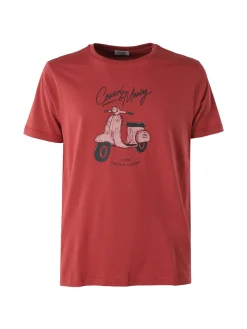 Coveri Moving T-shirt da uomo in cotone con stampa - cuoio