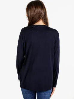 Coveri Moving T-shirt donna a maniche lunghe con strass - blu scuro