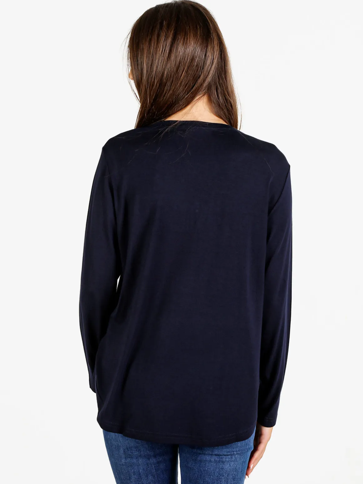 Coveri Moving T-shirt donna a maniche lunghe con strass - blu scuro