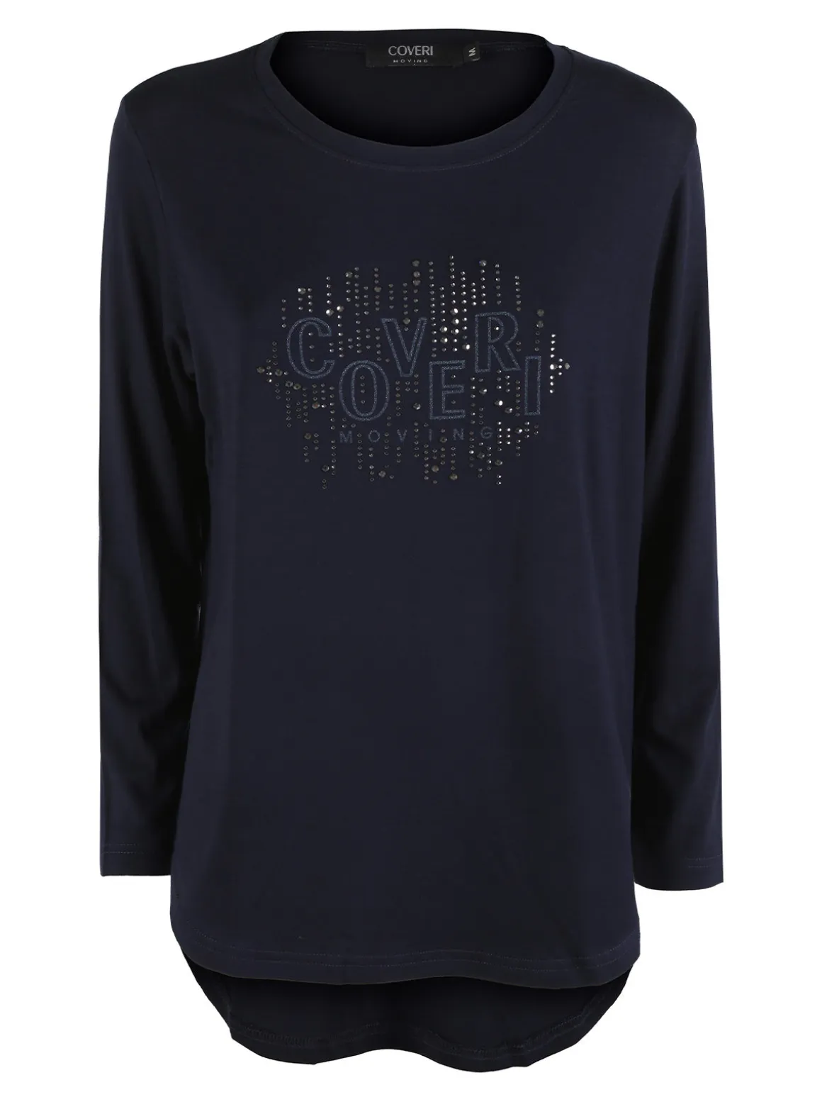 Coveri Moving T-shirt donna a maniche lunghe con strass - blu scuro