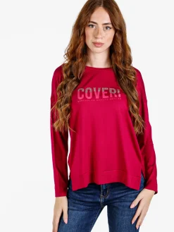 Coveri Moving T-shirt donna a maniche lunghe con strass - fucsia