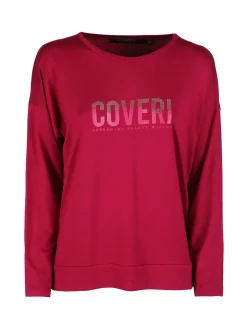 Coveri Moving T-shirt donna a maniche lunghe con strass - nero