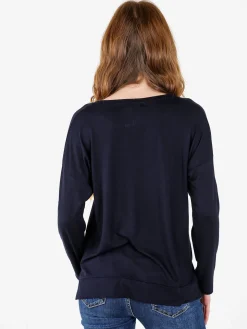 Coveri Moving T-shirt donna a maniche lunghe con strass - blu scuro