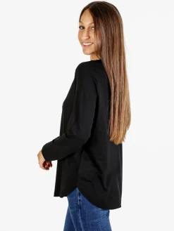 Coveri Moving T-shirt donna a maniche lunghe con strass - nero
