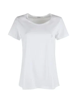 Coveri Moving T-shirt donna girocollo in cotone - bianco