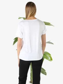 Coveri Moving T-shirt donna in cotone con logo di strass - nero